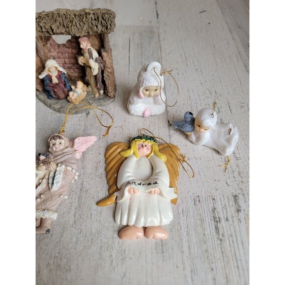Nativity cherub angel religious ornament Xmas set figure bird - Picture 3 of 9